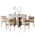 Quiet Dining Table and Chair Combination Dining Table and Chair 3d model