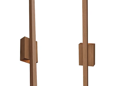Modern Wooden Wall Lamps Featuring Long Frame and Rectangular Light Base 3d model