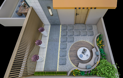 Modern Garden Terrace Garden 3d model