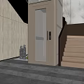 Elegant Modern Entryway With Elevator Staircase And Marble Accents Decorative Statues 3d model