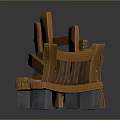 Orange Wooden Outdoor Chairs With Backrest And Armrest For Garden Patio Use