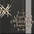 Modern Chandelier With Geometric Metal Frame And Bright LED Lights For Interior Design