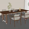 Modern Dining Table and Chair Combination Dining Table Dining Chair Long Table 3d model