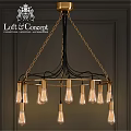 Modern Circular Chandelier With Golden Chains And Exposed Bulbs For Interior Decor