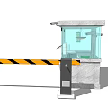Security Booth With Glass Enclosure And Automatic Yellow Black Striped Entry Barrier