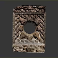 Scenic Historic Landscape Featuring Intricate Carved Stone Pillar Patterns