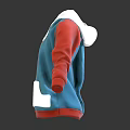 Stylish Blue Hoodie With Red Sleeves Sun Graphic And White Bottom