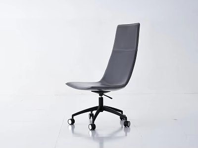 Modern Gray Leisure Chair With High Back And Rolling Casters 3d model