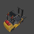 Industrial Yellow Utility Vehicle with Front Forks Mast and Black Cab