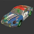 Blue Racing Car With Red Roof White Stripes Number 17 And Stylish Racing Logos