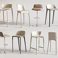 Various Modern Bar Stools With Upholstered Seats And Metal Frames In Different Styles 3d model