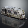 Vintage Weathered Rustic Caravan Trailer Exterior With Windows Door And Hitch
