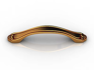Shiny Golden Curved Metal Handle With Polished Surface And Decorative Ends 3d model