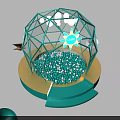 Vibrant Blue Geometric Dome Photo Spot With Colorful Balls Yellow Sun And Platform