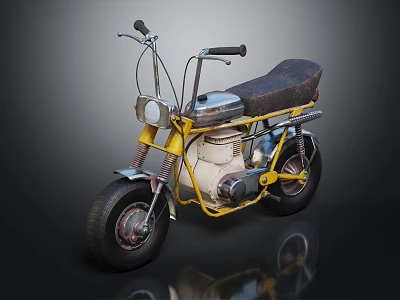 Vintage Yellow Motorcycle With Black Seat Silver Engine And Classic Wheels 3d model