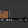 Orange Semi Truck Cab With Chrome Accents And Large Dual Rear Wheels 3d model