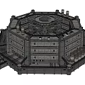 Future Architecture Octagonal Multi Level Structure With Tower Like Top And Cylindrical Elements
