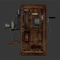 Vintage Wooden Communication Device with Internal Parts Showing Evolution of Modern Mobile Digital Technology