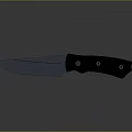 Black Blade Knife With Black Handle Blue Accents On Smooth Surface Gray Gradient Background Reflections 3d model