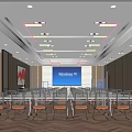 Modern Conference Room Interior Design With Large Screen Tables And Comfortable Chairs 3d model