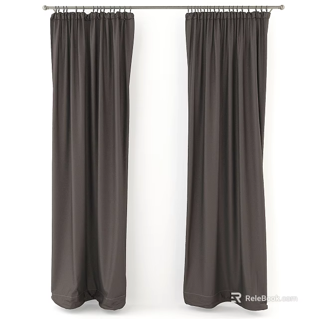 Soft Brown Curtains with Heavy Drape for Home Window Interior Decoration 3d model