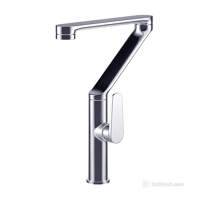 Sleek Modern Chrome Kitchen Faucet With Single Handle And High Arc Design 3d model