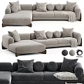 Modern L shaped Gray Fabric Sofa With Multiple Pillows And Cooova 3d model