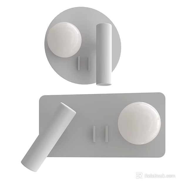 Modern Wall Sconce Featuring White Circular Light And Gray Flat Base Design 3d model