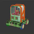 Small Orange And White Autonomous Transport Vehicle With Transparent Windows Red Seats And Black Wheels
