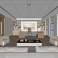 Modern Spacious Office Interior Design With Desk Chairs Bookshelves Sofas And Large Windows 3d model