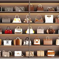 Luxury Designer Handbags Collection With Various Styles And Colors Displayed On Shelves