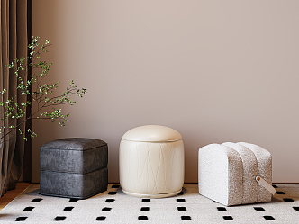 Modern Sofa Stool Low Stool Round Stool Pier 3d model