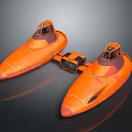 Orange Connected Twin Watercraft With Enclosed Cockpits And Modern Sleek Design