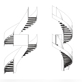 Rotating Stairs Glass Handrail Steel Plate Handrail Hollow Step Stairs 3d model