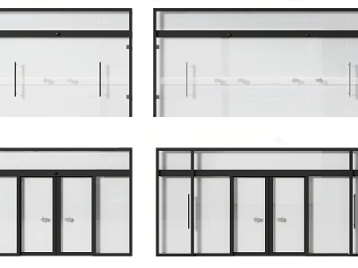 Modern Sliding Glass Doors With Black Frames And Multiple Panel Designs 3d model
