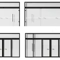 Modern Sliding Glass Doors With Black Frames And Multiple Panel Designs 3d model