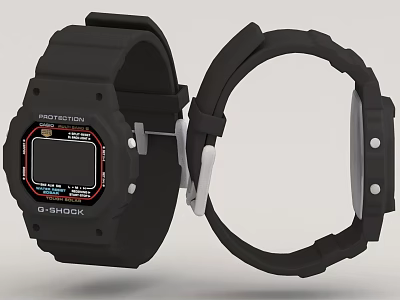 G SHOCK Sport Watch With Black Strap And Digital Dial Design 3d model