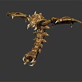 Golden Dragon Mythical Creature Fantasy Character 3D Model With Wings Claws And Spikes
