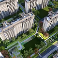 Well Designed Residential Landscape With Organized Building Layout And Lush Green Gardens