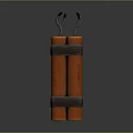 Orange Cylindrical Dynamite Weapon with Black Fuses and Straps 3d model