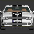White Muscle Car With Black Stripes Red Brake Calipers And Yellow Front Lip