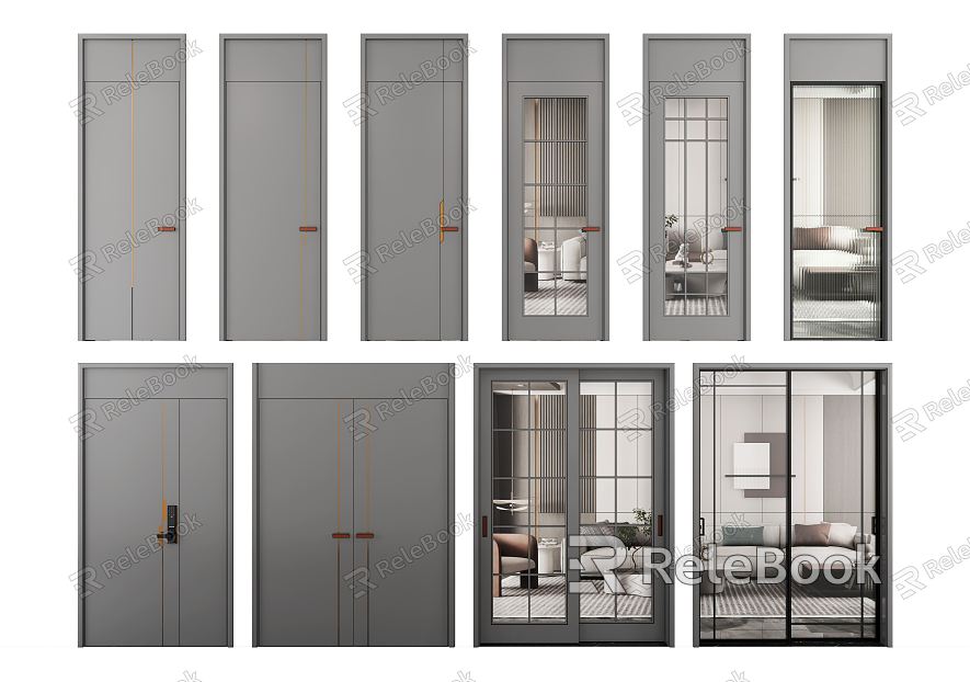 Modern swing door single door combination model