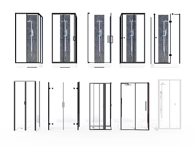 Multiple Shower Sauna Enclosure Styles With Glass Doors And Different Frame Designs 3d model