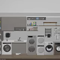 Bathroom Cabinet Rack With Washing Machines Dryers Storage Cabinets Shelves Mirror And Towel Rack