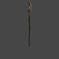 Ancient Magical Weapon With Twisted Wooden Texture And Flaming Top Design