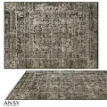 Classic Vintage Square Rug With Intricate Pattern And Distressed Neutral Tones