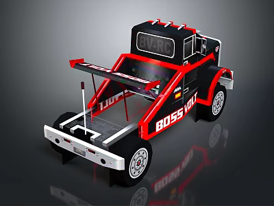 Red Black BOSS UTV Off Road Vehicle Design With Wheels And Chassis Structure 3d model