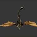 Mythical Dragon Character With Outstretched Golden Wings And Red Scaled Body