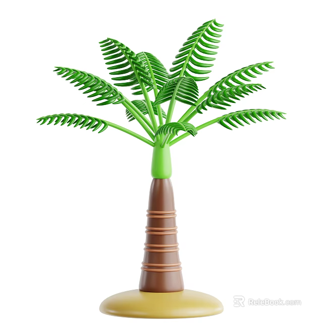 Green Palm Tree Artificial Decor For Tropical Food Platters 3d model 