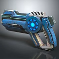 Futuristic Sci Fi Weapon With Blue Glowing Circular Element And Metallic Texture 3d model